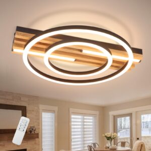 wohnli-moebel-suche-800001601248-1 LED DECKENLEUCHTE Qlenli 38/32/6.8 cm Deckenlampe Metall, Holz ZMH Lampen & Leuchten > LED-Leuchten > LED-Deckenleuchten Schwarz