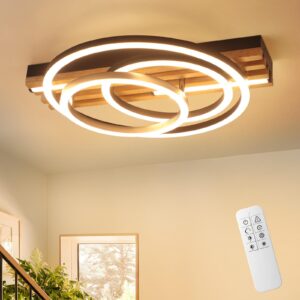 wohnli-moebel-suche-800001601256-1 LED DECKENLEUCHTE Iklenli 38/32/8.8 cm Deckenlampe Metall, Holz ZMH Lampen & Leuchten > LED-Leuchten > LED-Deckenleuchten Schwarz