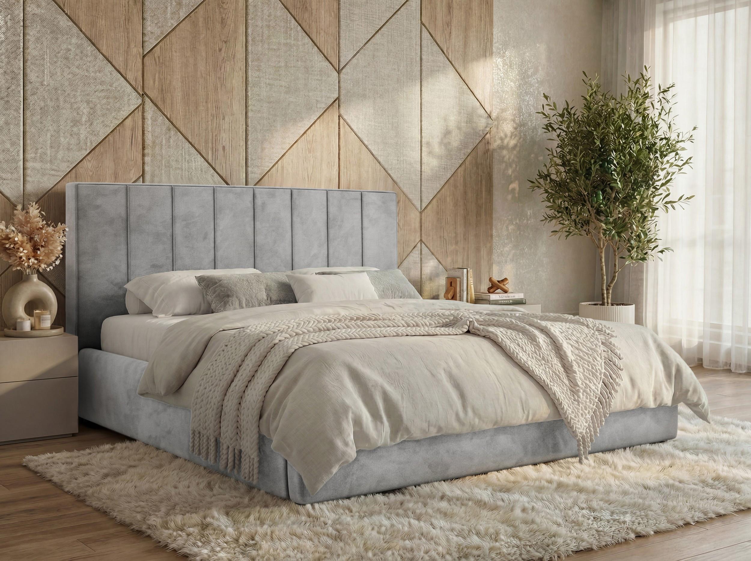 wohnli-moebel-suche-800001605520-1 POLSTERBETT TENARDO CLASSIC 180/200 - Hellgrau Velvet - ohne Matratze Textil MKS Möbel > Betten > Polsterbetten Grau