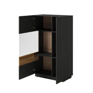 GESCHIRRSCHRANK Andrea Anthrazitgrau und Holz Holzwerkstoff Petits-meubles Möbel > Schränke > Vitrinen Grau