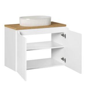 wohnli-moebel-suche-800001605794-1 WASCHTISCH 80cm Riva Weiß und Holz Holzwerkstoff Petits-meubles Möbel > Schränke > Badezimmerschränke > Waschtische Weiß