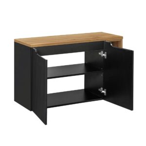wohnli-moebel-suche-800001605806-1 WASCHTISCH 100.4cm Riva Schwarz und Holz Holzwerkstoff Petits-meubles Möbel > Schränke > Badezimmerschränke > Waschtische Schwarz