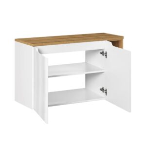 wohnli-moebel-suche-800001605808-1 WASCHTISCH 100.4cm Riva Weiß und Holz Holzwerkstoff Petits-meubles Möbel > Schränke > Badezimmerschränke > Waschtische Weiß