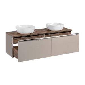 wohnli-moebel-suche-800001605810-1 DOPPELWASCHTISCH 160cm Éros Taupe Holzwerkstoff Petits-meubles Möbel > Schränke > Badezimmerschränke > Waschtische Taupe
