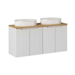 Wohnli Möbelsuche - DOPPELWASCHTISCH 120cm Riva Weiß und Holz