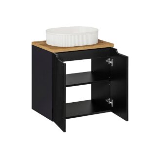 wohnli-moebel-suche-800001605972-1 WASCHTISCH 60cm Riva Schwarz und Holz Holzwerkstoff Petits-meubles Möbel > Schränke > Badezimmerschränke > Waschtische Schwarz