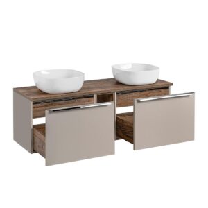 wohnli-moebel-suche-800001605978-1 DOPPELWASCHTISCH 140cm Éros Taupe Holzwerkstoff Petits-meubles Möbel > Schränke > Badezimmerschränke > Waschtische Taupe