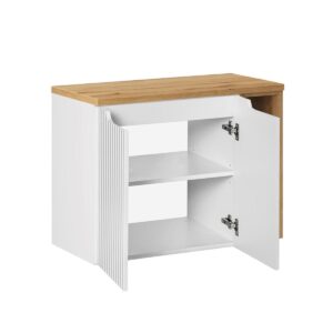 wohnli-moebel-suche-800001605992-1 WASCHTISCH 80.4cm Riva Weiß und Holz Holzwerkstoff Petits-meubles Möbel > Schränke > Badezimmerschränke > Waschtische Weiß