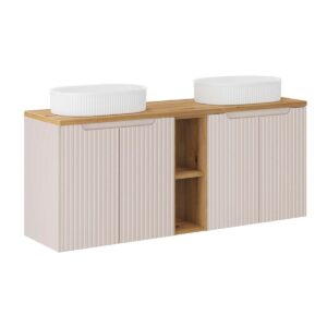 Wohnli Möbelsuche - DOPPELWASCHTISCH 140.4cm Riva Kaschmir und Holz