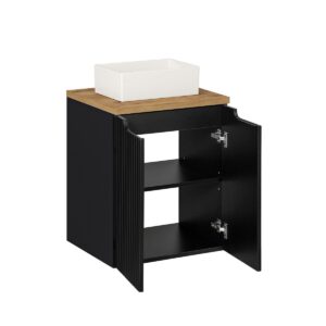 WASCHTISCH 50cm Riva Schwarz und Holz Holzwerkstoff Petits-meubles Möbel > Schränke > Badezimmerschränke > Waschtische Schwarz