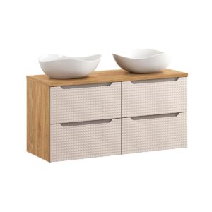 Wohnli Möbelsuche - DOPPELWASCHTISCH 120cm Mallory Beige und Holz