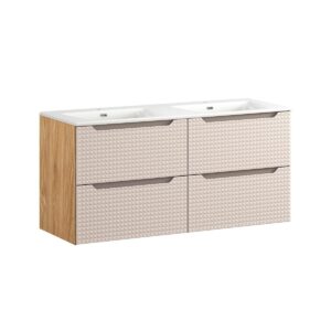 Wohnli Möbelsuche - DOPPELWASCHTISCH 121cm Mallory Beige und Holz
