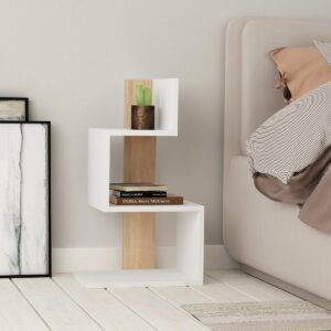 wohnli-moebel-suche-800001606358-1 NACHTTISCH Weiß und Holzdekor Eiche L42 cm – ROSIE Holzwerkstoff Calicosy Möbel > Kommoden & Schubladenschränke > Nachttische Weiß