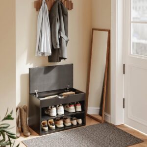 wohnli-moebel-suche-800001606385-1 SCHUHBANK mit 2 Ablagen und Sitzkissen Schwarz 60x30x43cm Holzwerkstoff SoBuy Garderoben > Garderobenbänke Schwarz