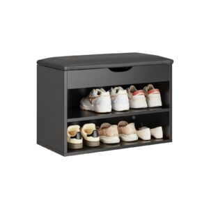 wohnli-moebel-suche-800001606385 Wohnli Möbelsuche - SCHUHBANK mit 2 Ablagen und Sitzkissen Schwarz 60x30x43cm