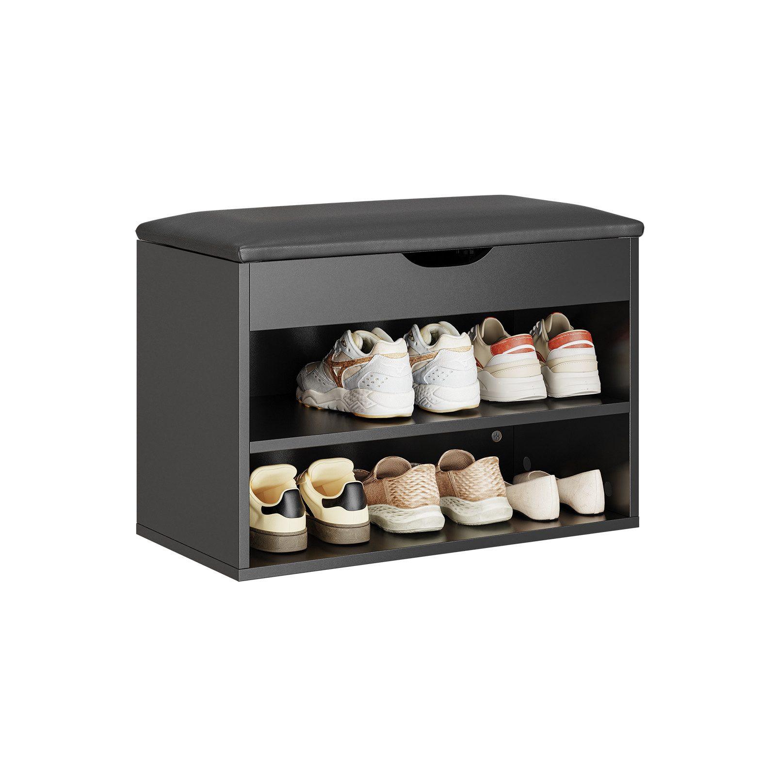wohnli-moebel-suche-800001606385 Wohnli Möbelsuche - SCHUHBANK mit 2 Ablagen und Sitzkissen Schwarz 60x30x43cm