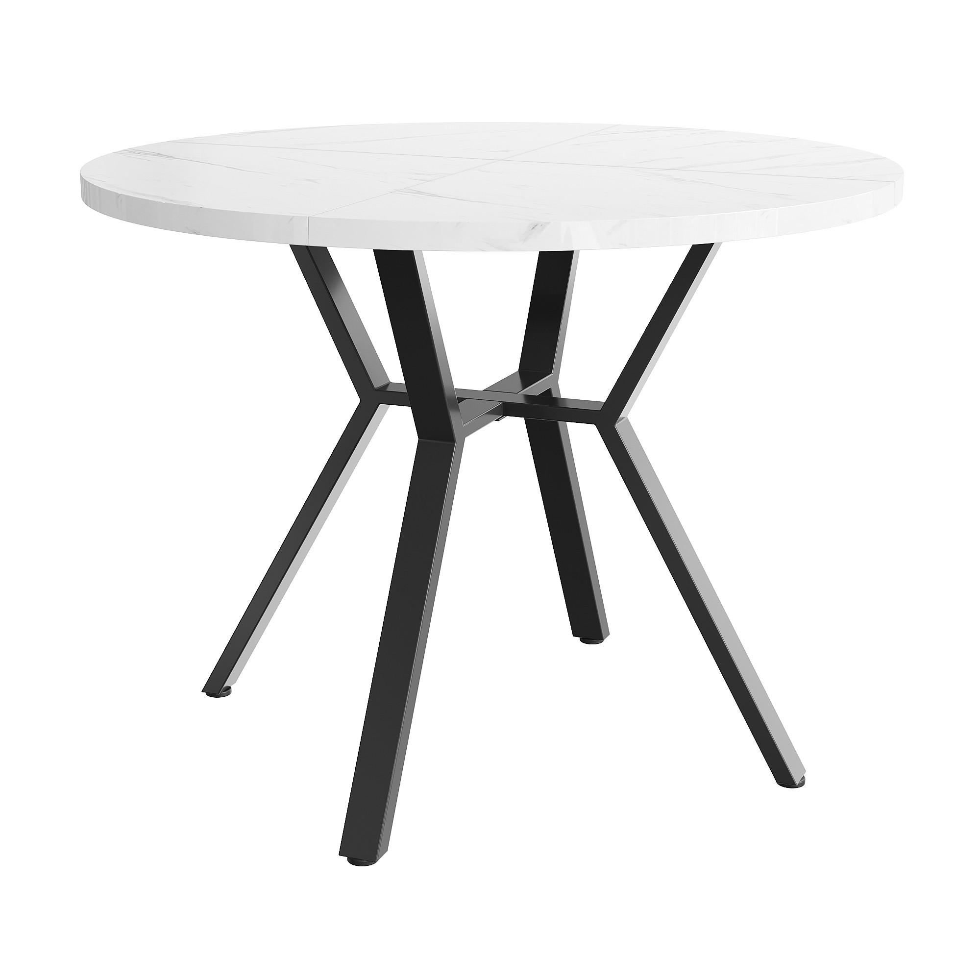 wohnli-moebel-suche-800001606642 Wohnli Möbelsuche - ESSTISCH runder marmor-optik Ø 100 cm mit X-metallgestell