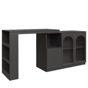 Wohnli Möbelsuche - BARSCHRANK 360° drehbar & schwarz mit glastüren & flexiblem bartisch