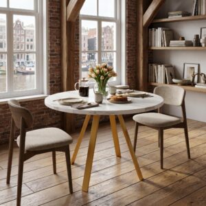 wohnli-moebel-suche-800001606652-1 ESSTISCH runder marmor-optik & gold Ø 80 cm für 4 personen Holzwerkstoff Urban Meuble Möbel > Tische > Esstische Weiß