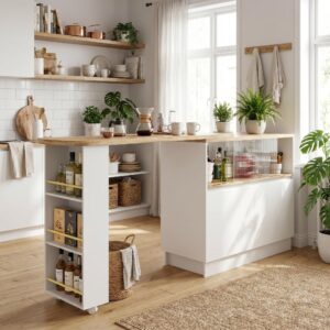 wohnli-moebel-suche-800001606658-1 BARSCHRANK 360° drehbar & schwarz mit glastüren & flexiblem bartisch Holzwerkstoff Urban Meuble Möbel > Tische > Bartische Weiß