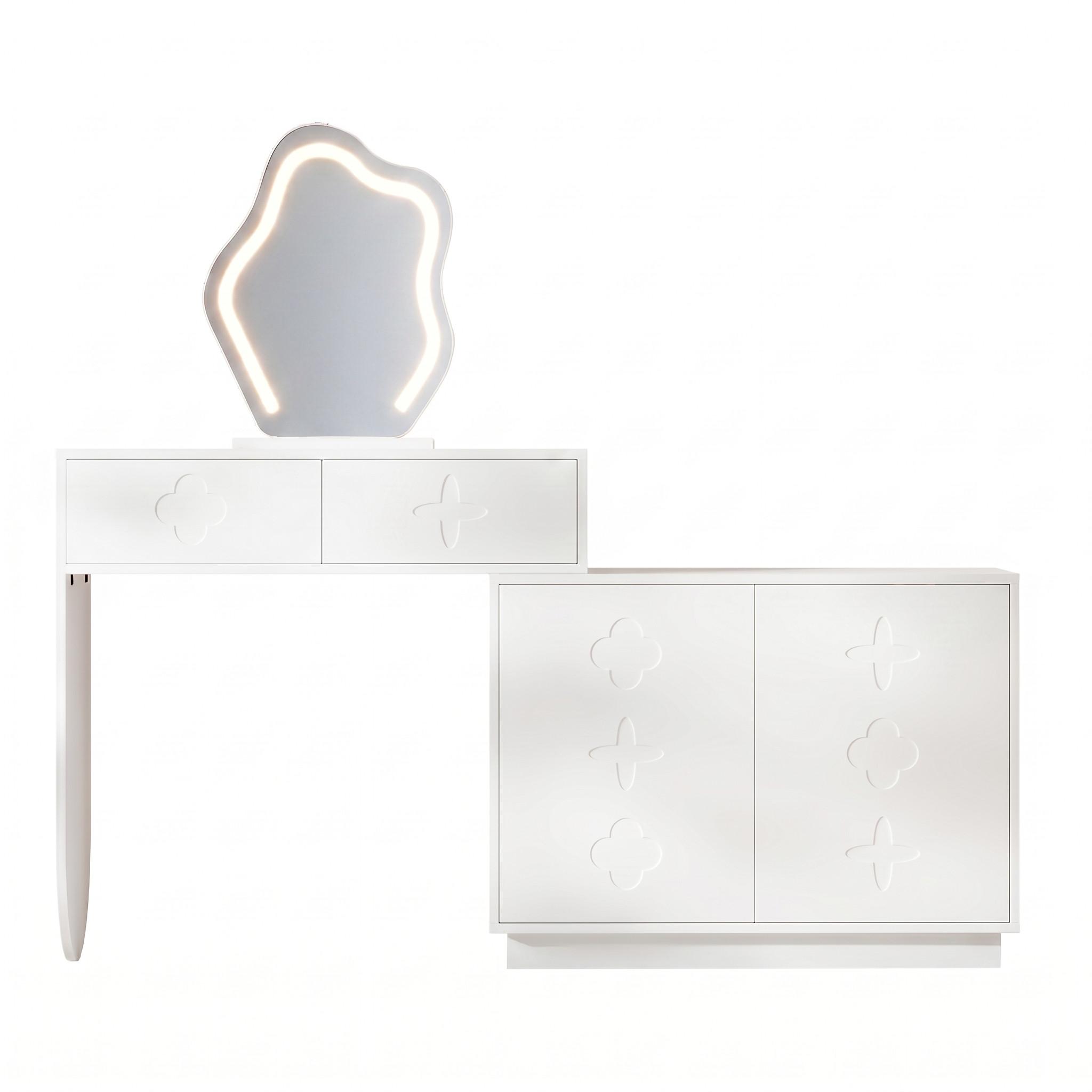 wohnli-moebel-suche-800001606938 Wohnli Möbelsuche - SCHMINKTISCH mit LED-Spiegel & flexiblem Seitenschrank