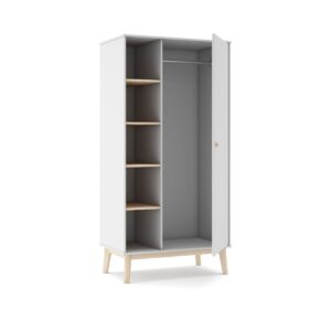 wohnli-moebel-suche-800001608657-1 SCHRANK Esteban Weiß 90/52/181 cm Holz Calicosy Möbel > Schränke > Kleiderschränke > Drehtürenschränke Weiß