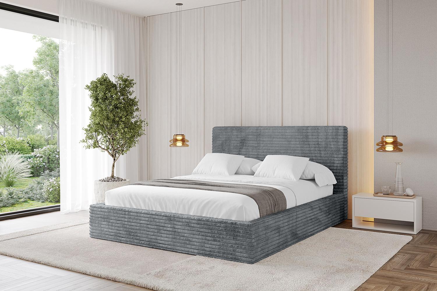 Bett mit Matratze H3/H4 - ALOVA 160x200 Dunkelgrau