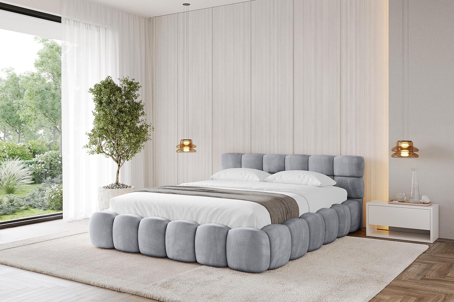 Bett mit Matratze H3/H4 - LEYA-v1 200x200 Hellgrau