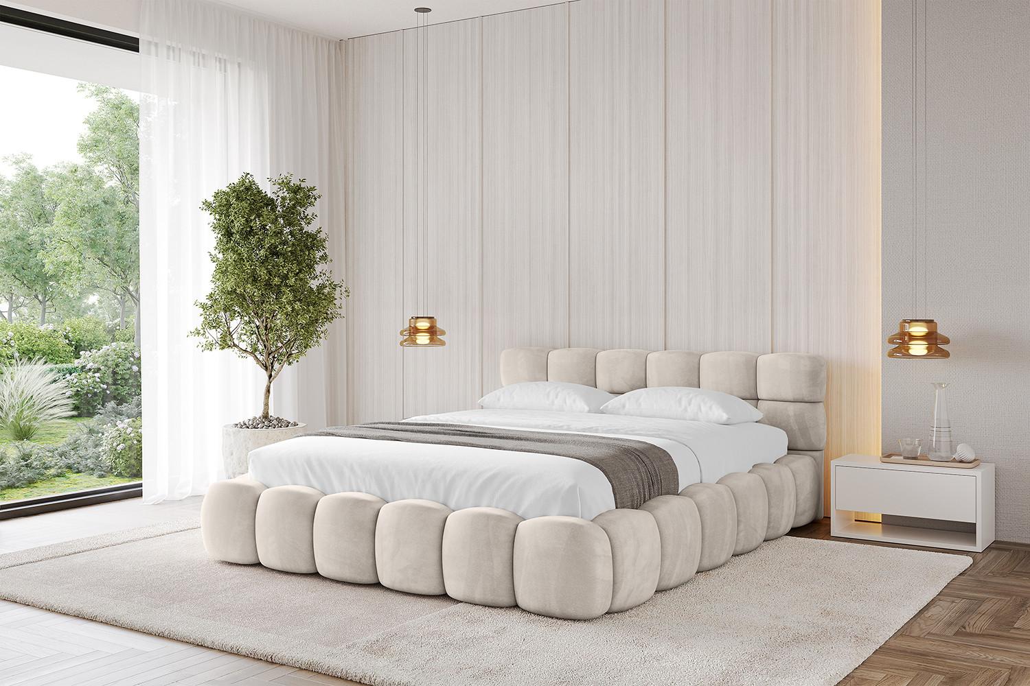 Bett mit Matratze H3/H4 - LEYA-v1 200x200 Beige