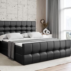 BOXBETT BERO-Z - 140 x 200 - H4 - Schwarz Hochglanz Holzwerkstoff ALTDECOR Möbel > Betten > Boxspringbetten Schwarz