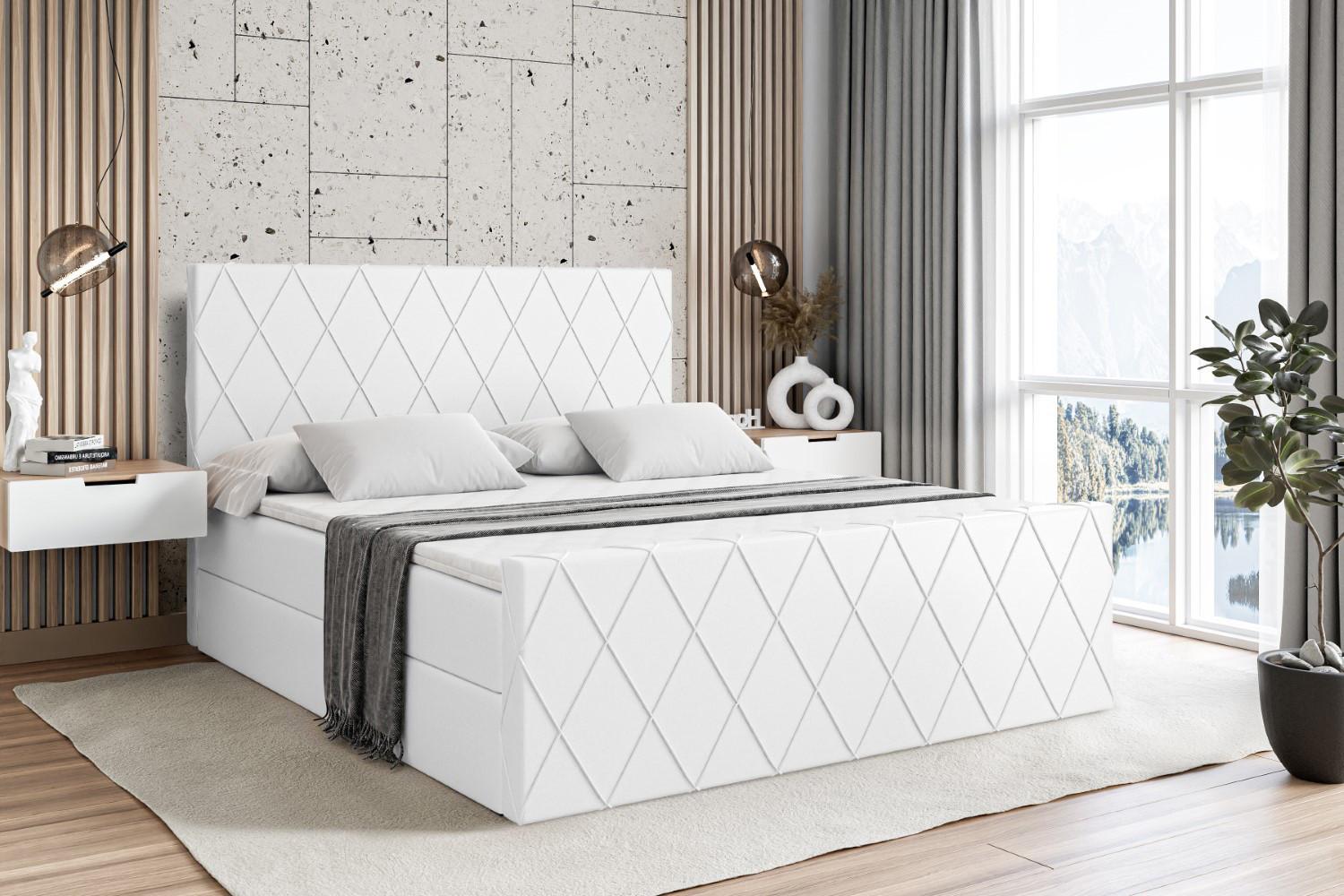 wohnli-moebel-suche-800001609577-1 BOXBETT LEPARO-Z - 120 x 200 - H3 - Weiß Hochglanz Holzwerkstoff ALTDECOR Möbel > Betten > Boxspringbetten Weiß