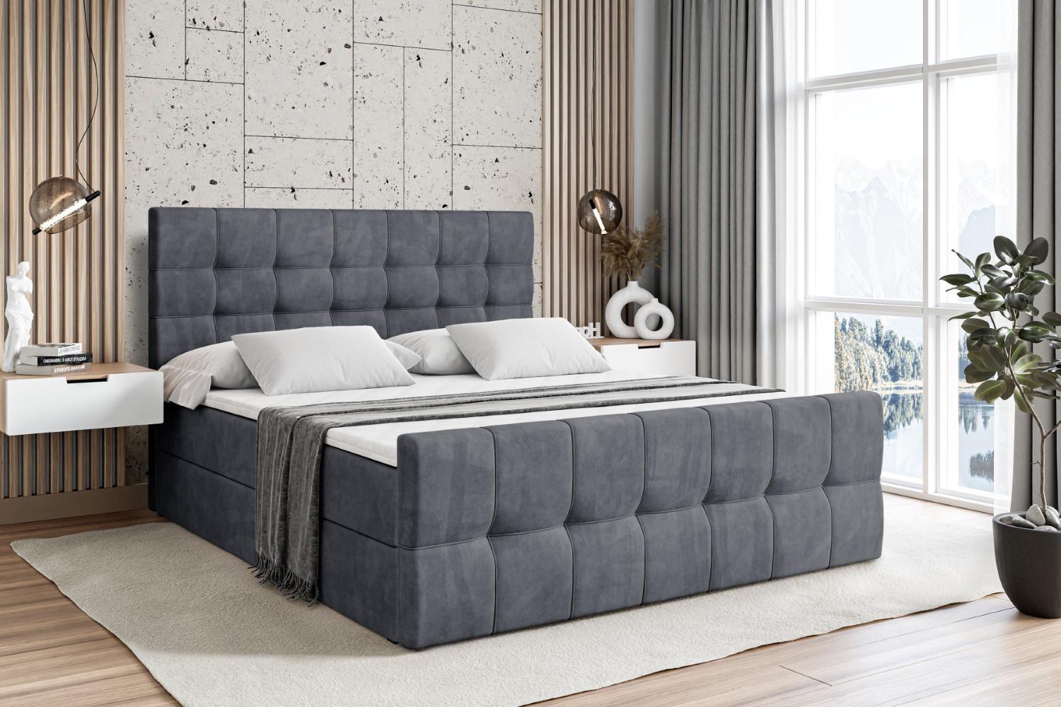 BOXBETT BERO-Z - 200 x 200 - H4 - Dunkelgrau Holzwerkstoff ALTDECOR Möbel > Betten > Boxspringbetten Grau