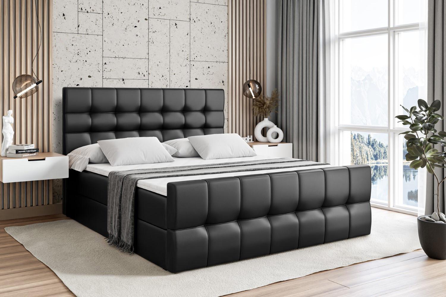 BOXBETT BERO-Z - 120 x 200 - H4 - Schwarz Hochglanz Holzwerkstoff ALTDECOR Möbel > Betten > Boxspringbetten Schwarz