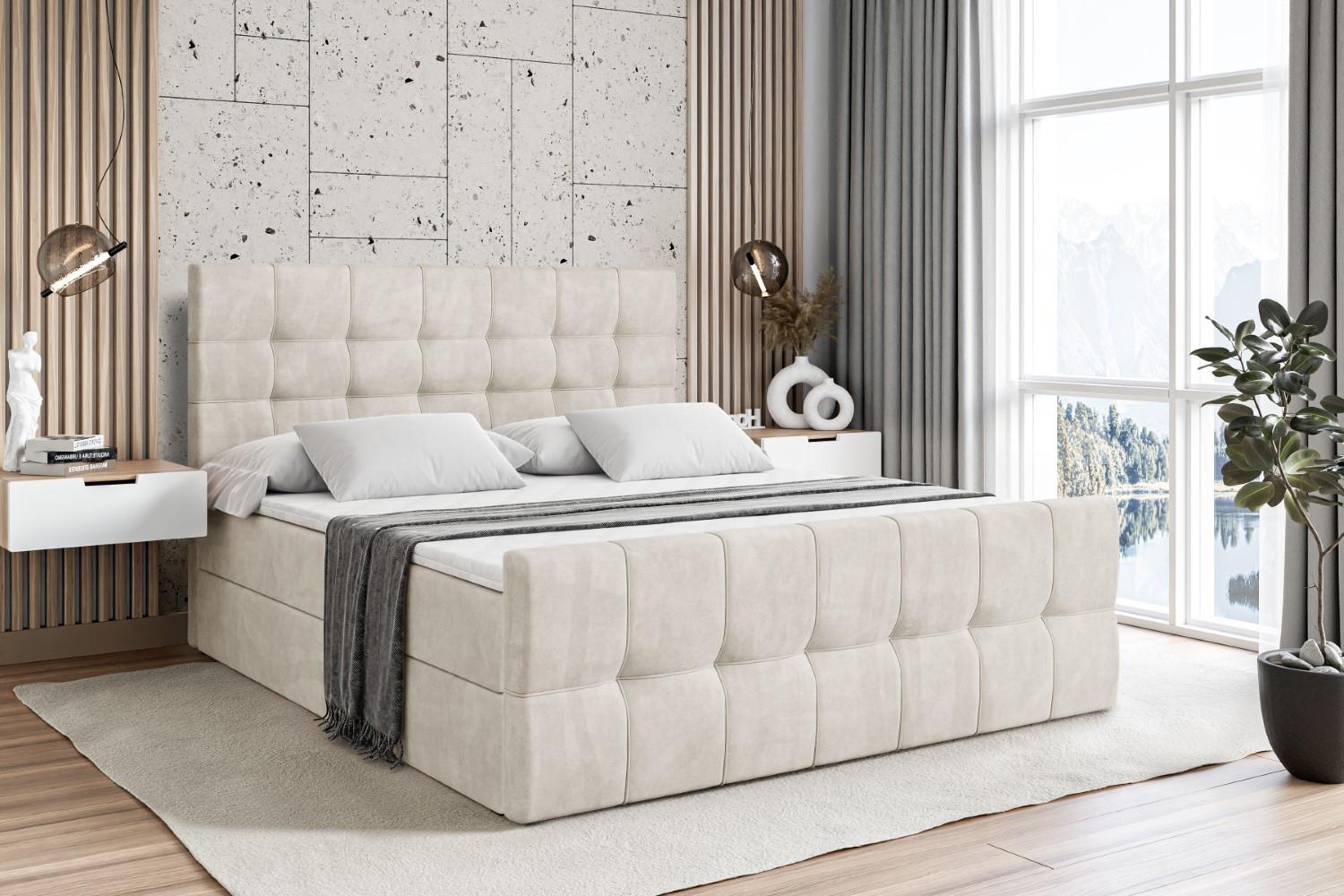 BOXBETT BERO-Z - 120 x 200 - H4 - Ecru Holzwerkstoff ALTDECOR Möbel > Betten > Boxspringbetten Beige