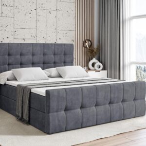 BOXBETT BERO-Z - 140 x 200 - H3 - Dunkelgrau Holzwerkstoff ALTDECOR Möbel > Betten > Boxspringbetten Grau