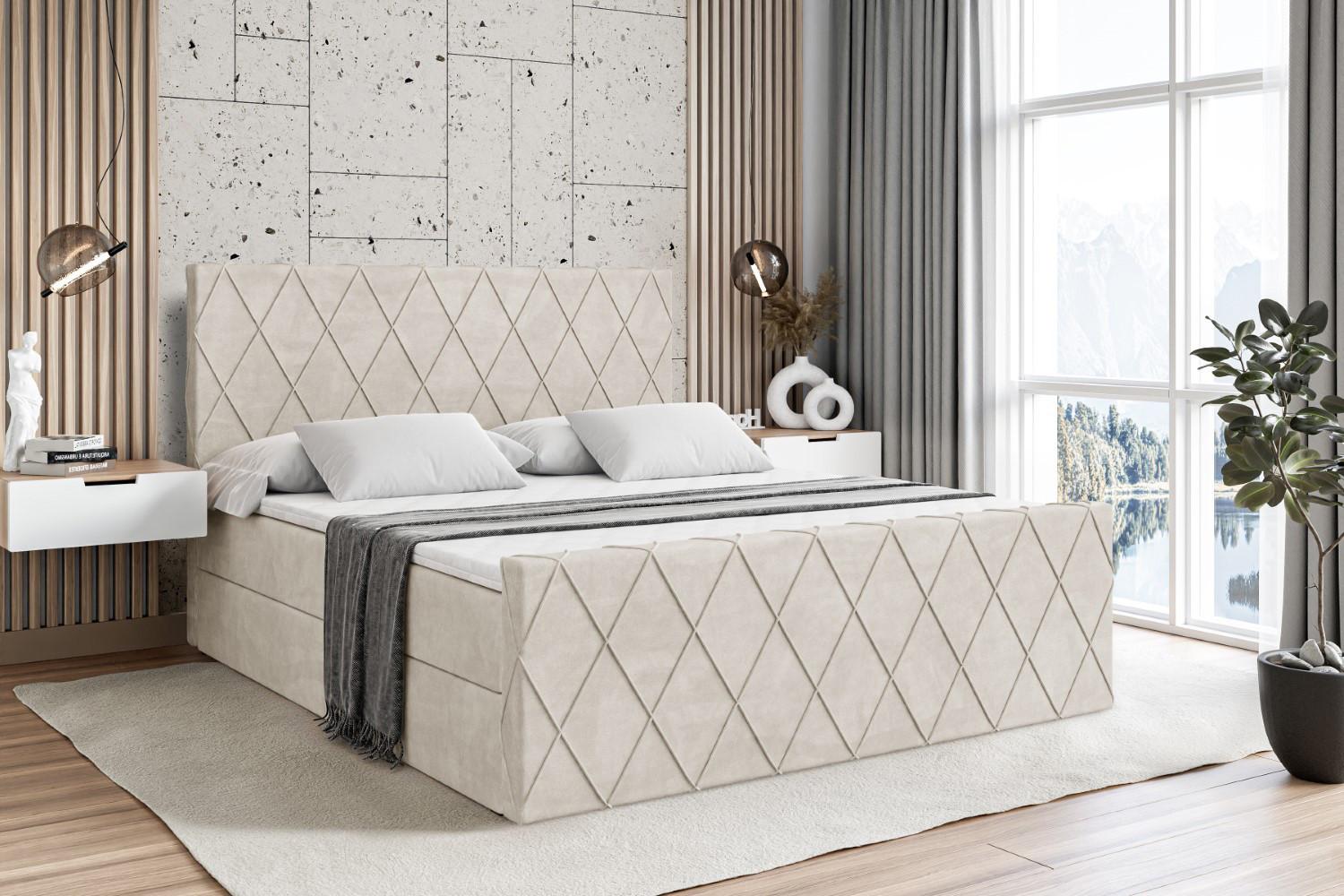 wohnli-moebel-suche-800001609733-1 BOXBETT LEPARO-Z - 120 x 200 - H4 - Ecru Holzwerkstoff ALTDECOR Möbel > Betten > Boxspringbetten Beige