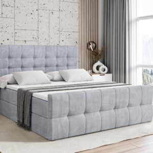 BOXBETT BERO-Z - 180 x 200 - H4 - Hellgrau Holzwerkstoff ALTDECOR Möbel > Betten > Boxspringbetten Grau