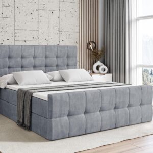 BOXBETT BERO-Z - 120 x 200 - H4 - Grau Holzwerkstoff ALTDECOR Möbel > Betten > Boxspringbetten Grau