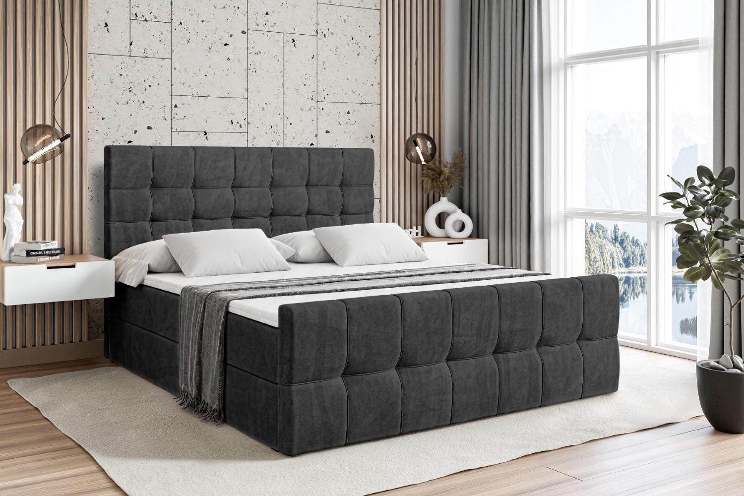 BOXBETT BERO-Z - 200 x 200 - H3 - Schwarz Holzwerkstoff ALTDECOR Möbel > Betten > Boxspringbetten Schwarz