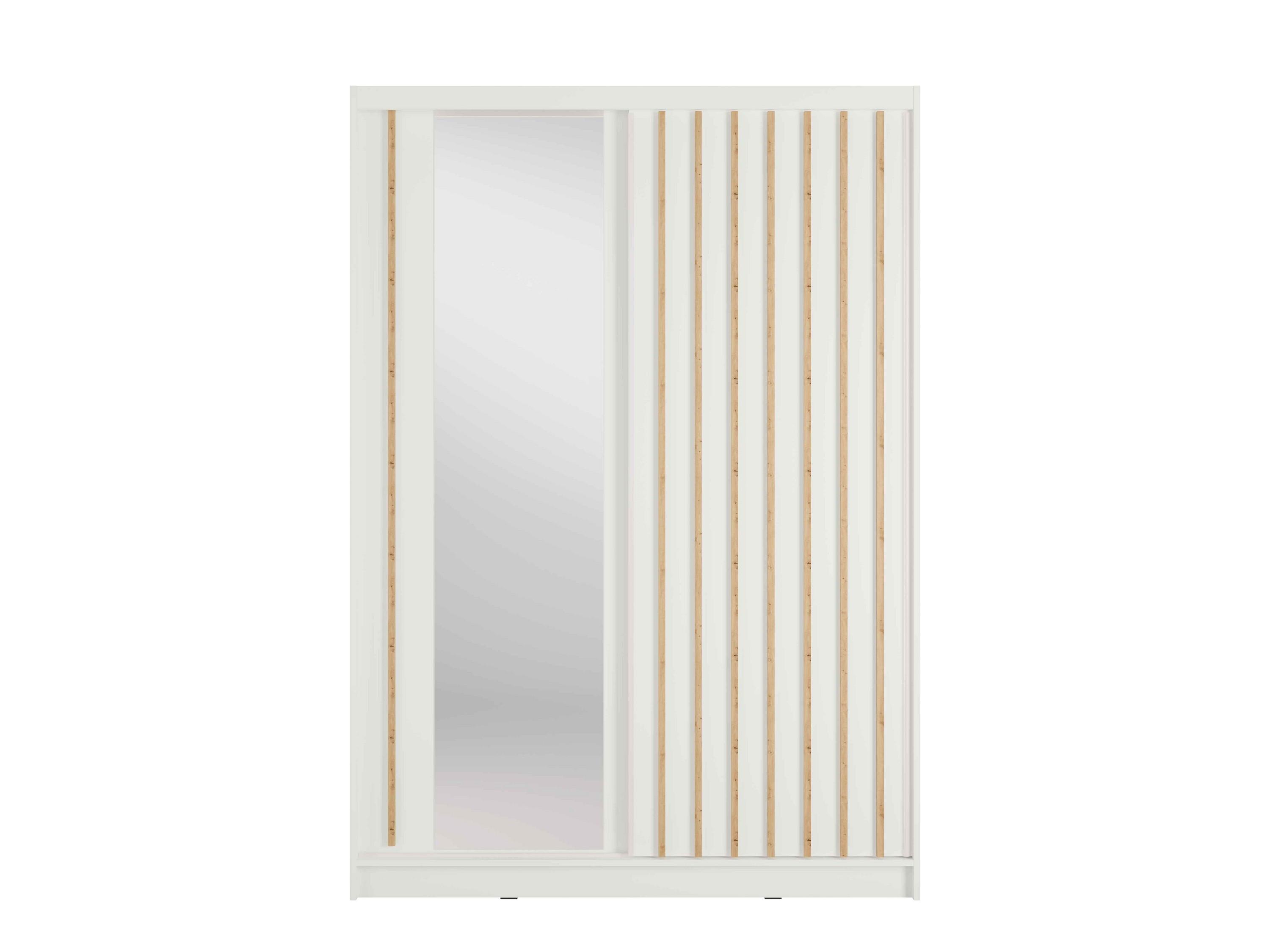 Wohnli Möbelsuche - SCHWEBETÜRENSCHRANK VEYDAR 155/215/62cm 2-türig mit Spiegel Weiß