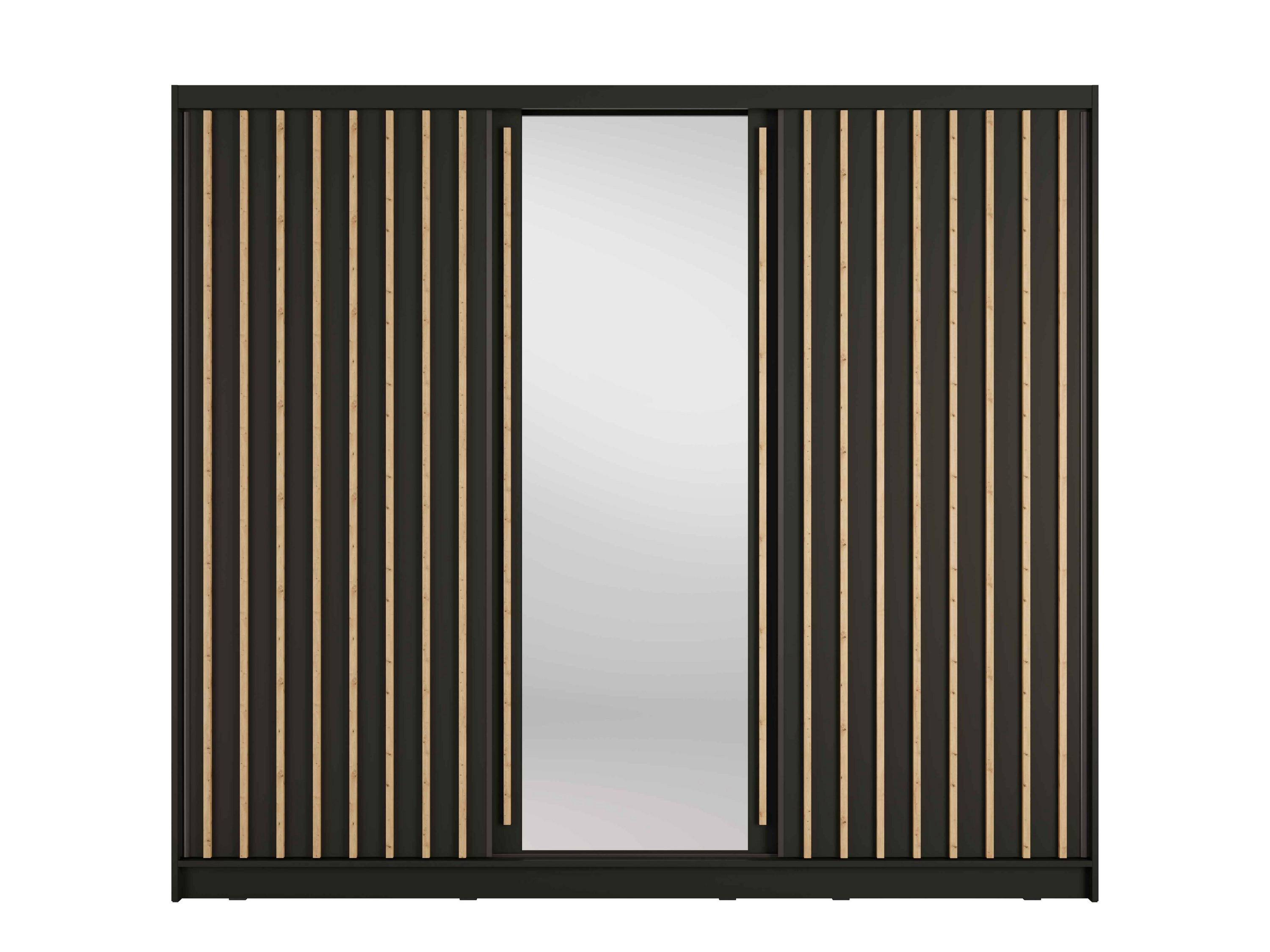 Wohnli Möbelsuche - SCHWEBETÜRENSCHRANK VEYDAR 248/215/62cm 3-türig mit Spiegel Grau