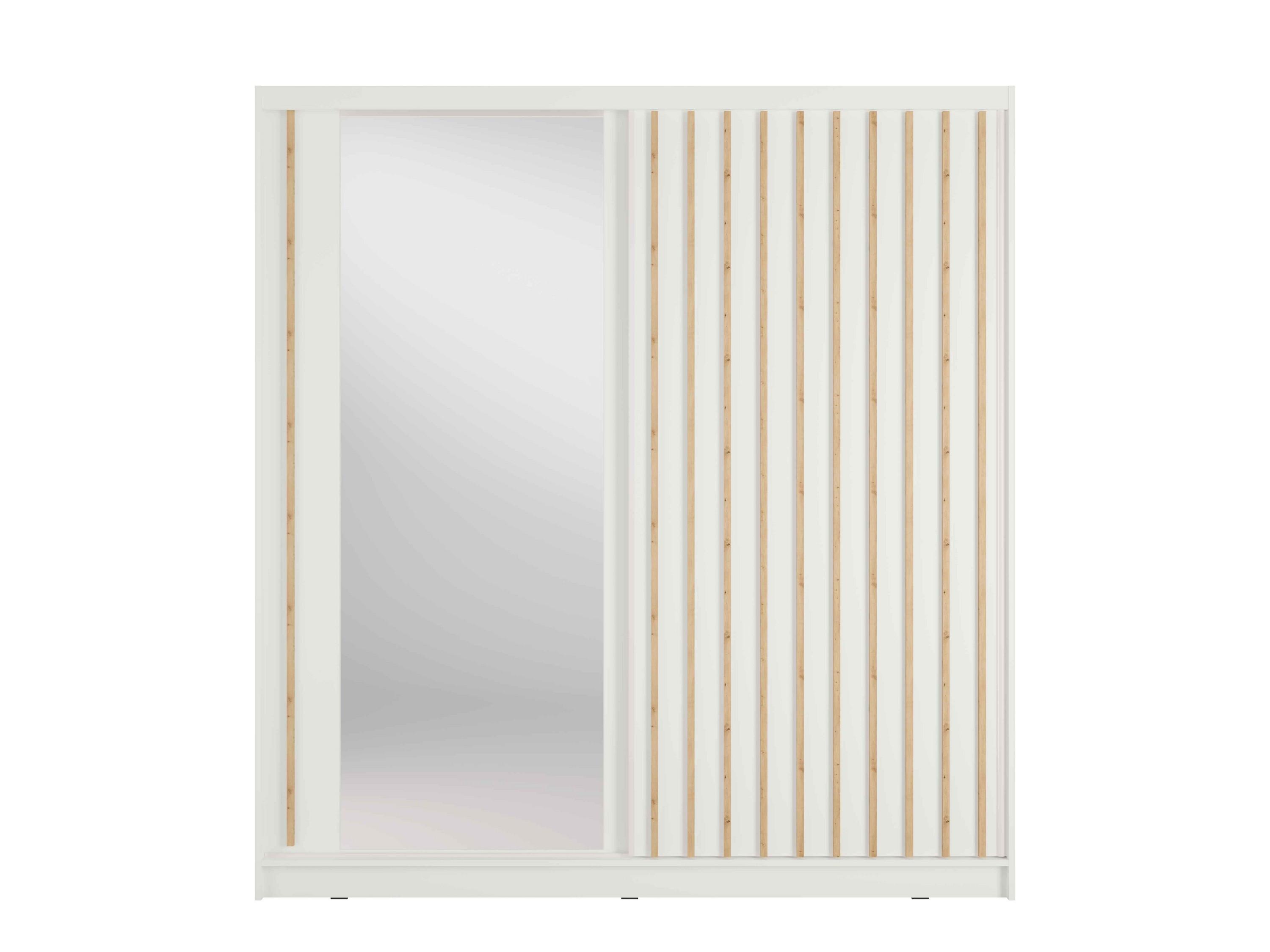 Wohnli Möbelsuche - SCHWEBETÜRENSCHRANK VEYDAR 205/215/62cm 2-türig mit Spiegel Weiß