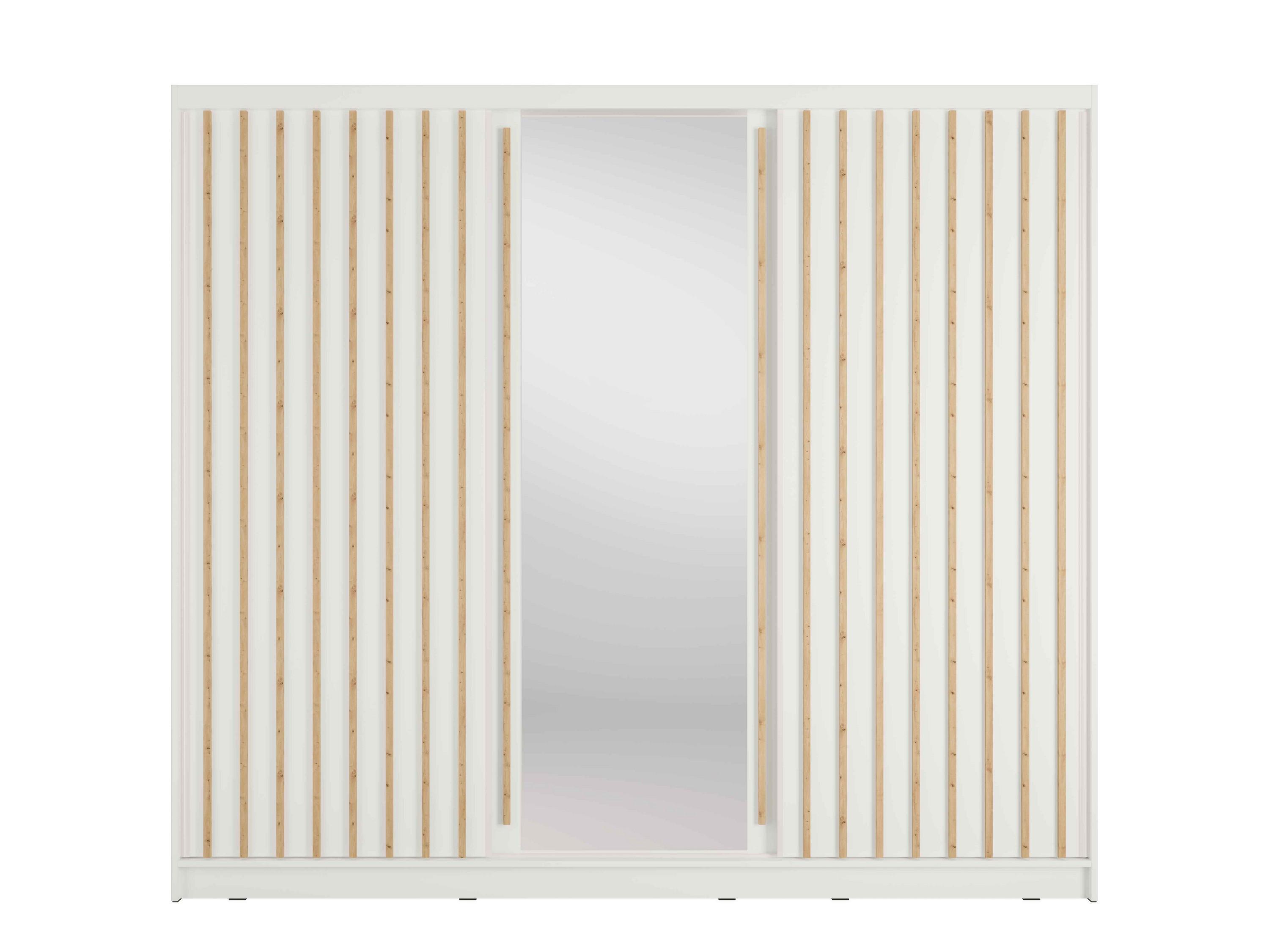 Wohnli Möbelsuche - SCHWEBETÜRENSCHRANK VEYDAR 248/215/62cm 3-türig mit Spiegel Weiß