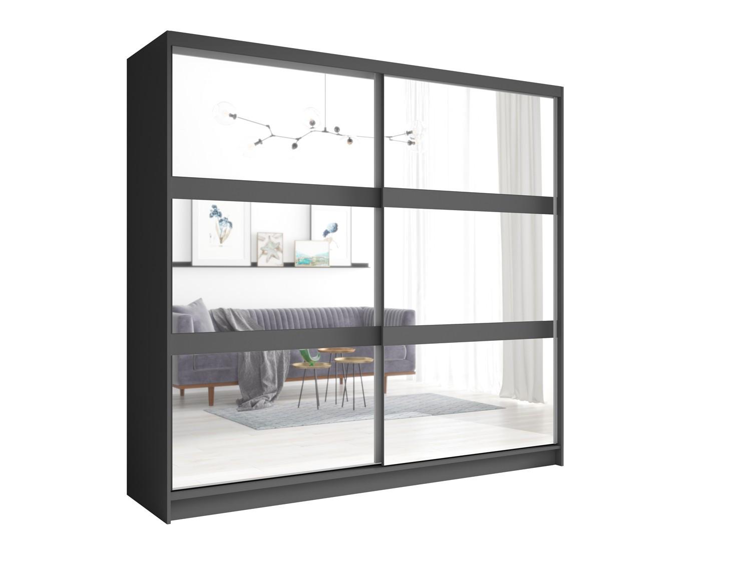 wohnli-moebel-suche-800001610120 Wohnli Möbelsuche - SCHWEBETÜRENSCHRANK SILVA 230/215/62cm 2-türig mit Spiegel Grau