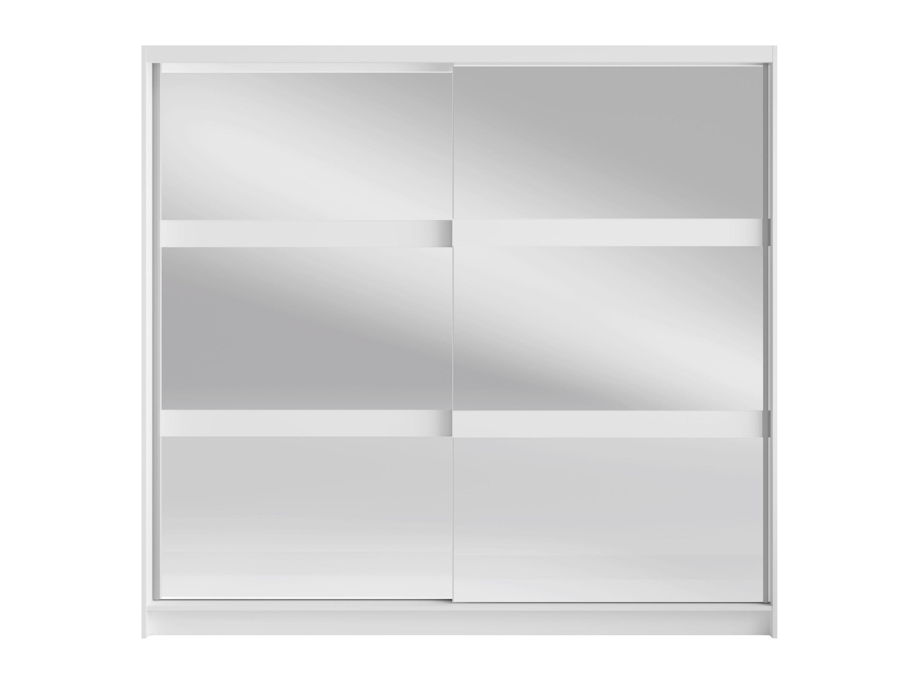 Wohnli Möbelsuche - SCHWEBETÜRENSCHRANK SILVA 230/215/62cm 2-türig mit Spiegel Weiß