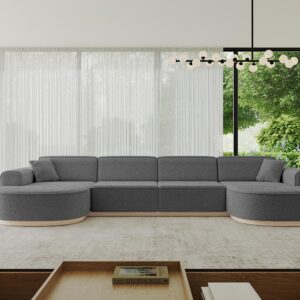 WOHNLANDSCHAFT MARI-U2-v1 - 388x171x83 cm Grau Bouclé Textil ALTDECOR Möbel > Sofas & Couches > Wohnlandschaften > Wohnlandschaften U-Form Grau