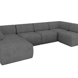 Wohnli Möbelsuche - WOHNLANDSCHAFT Ottomane Links MOVO-L 345x180x78 cm Grau Velours