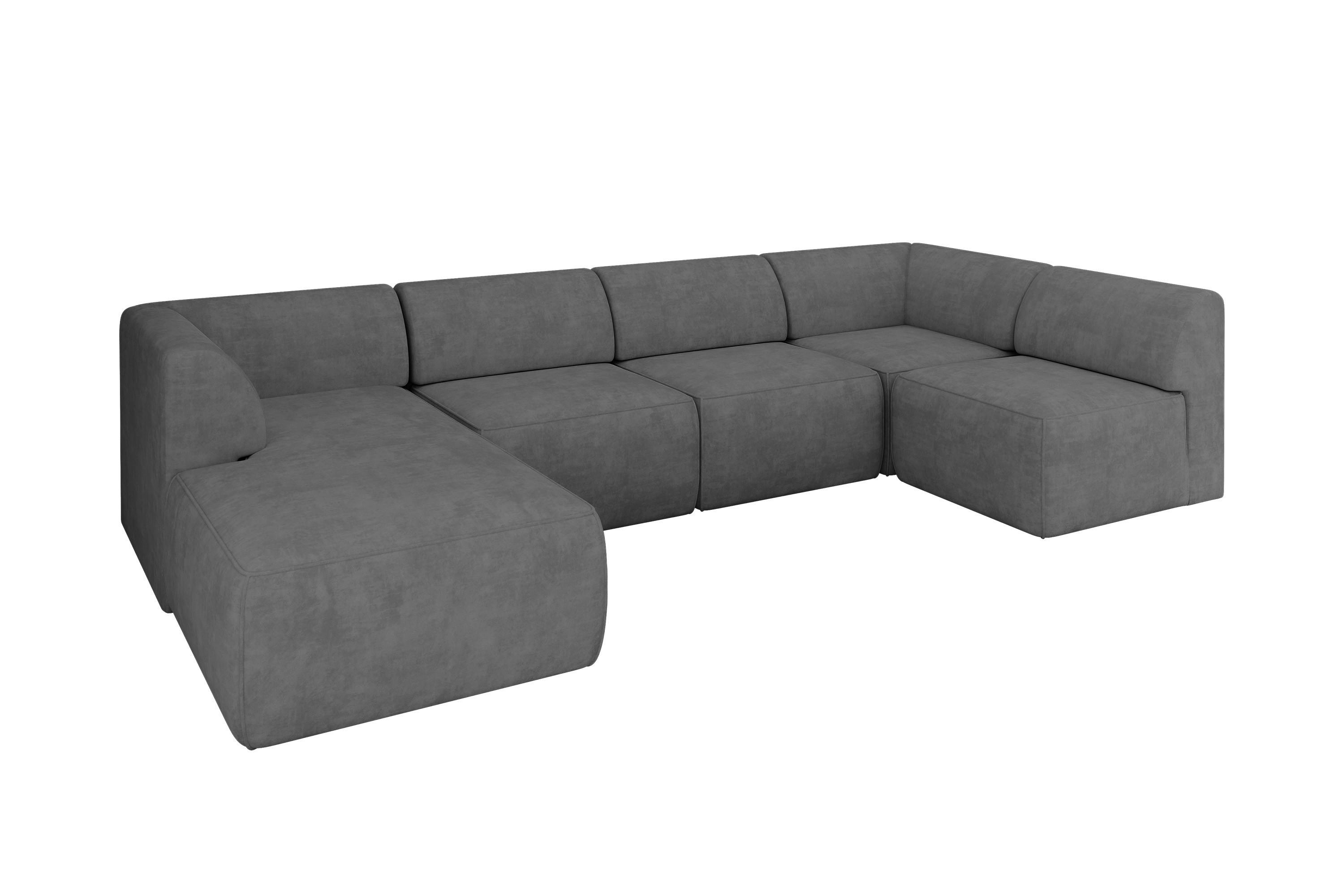 wohnli-moebel-suche-800001616731 Wohnli Möbelsuche - WOHNLANDSCHAFT Ottomane Links MOVO-L 345x180x78 cm Grau Velours