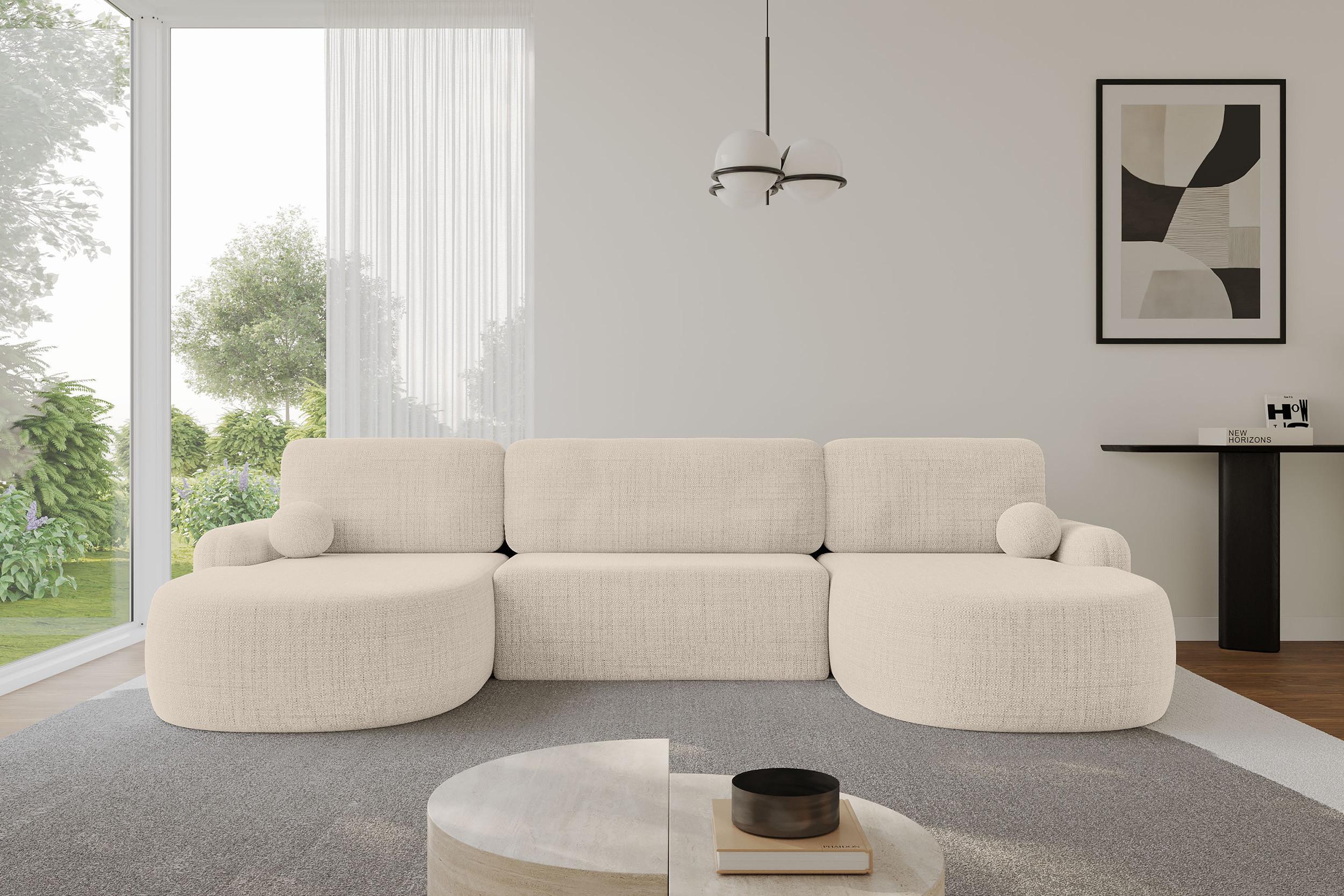 wohnli-moebel-suche-800001616739-1 WOHNLANDSCHAFT mit Schlaffunktion und Bettkasten LIRA-U - 335x172x89 Beige Textil ALTDECOR Möbel > Sofas & Couches > Wohnlandschaften > Wohnlandschaften U-Form Beige