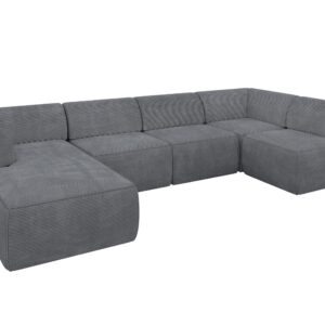 Wohnli Möbelsuche - WOHNLANDSCHAFT Ottomane Links MOVO-L 345x180x78 cm Dunkelgrau Cord